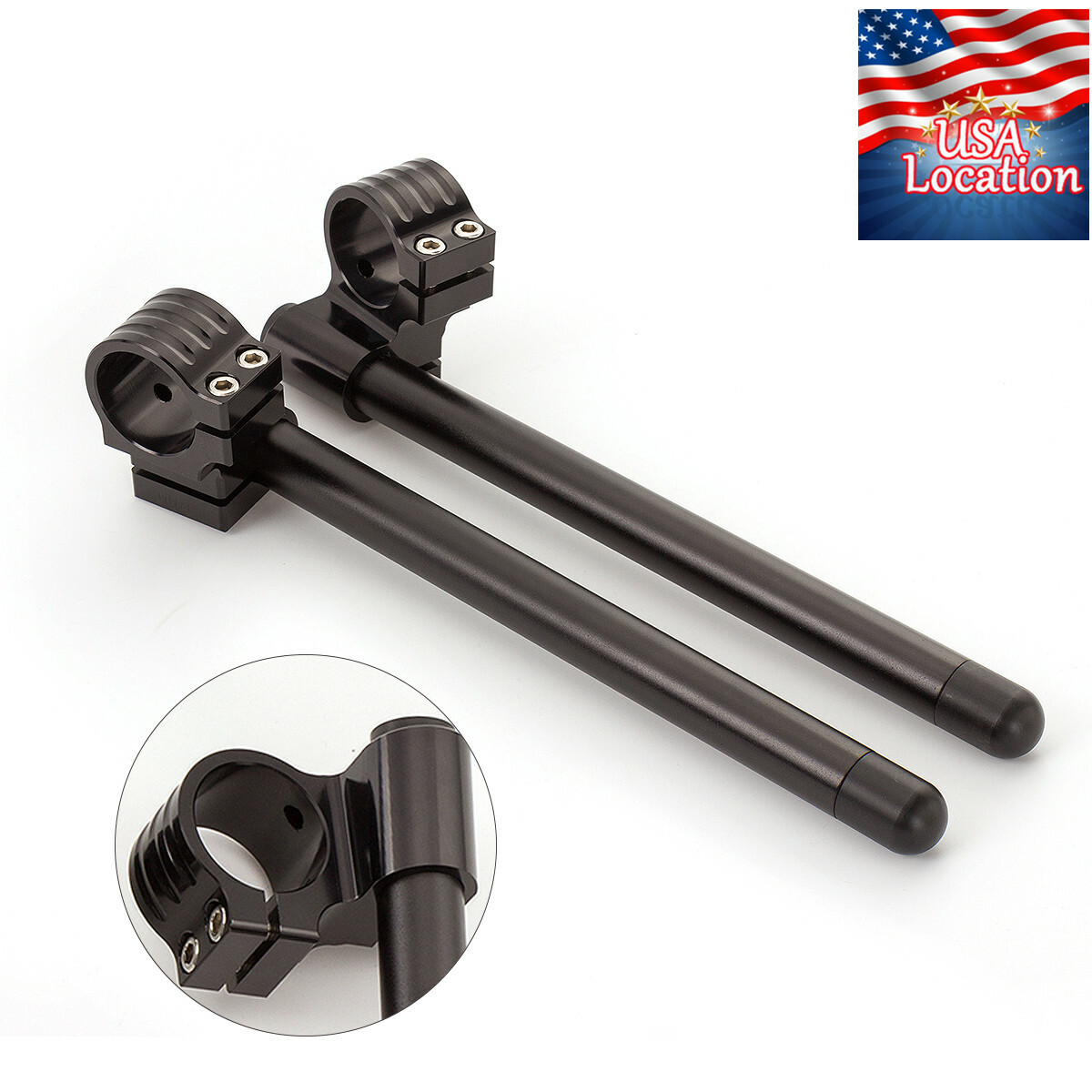 54mm Clip Ons Fork Handlebar Clamp CNC Handle Bars Tube 1in High Riser 10 Degree