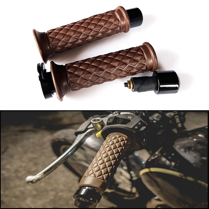 UNIVERSAL BROWN 22MM MOTORCYCLE 7/8″ HANDLEBAR HAND GRIPS THROTTLE WITH BAR ENS