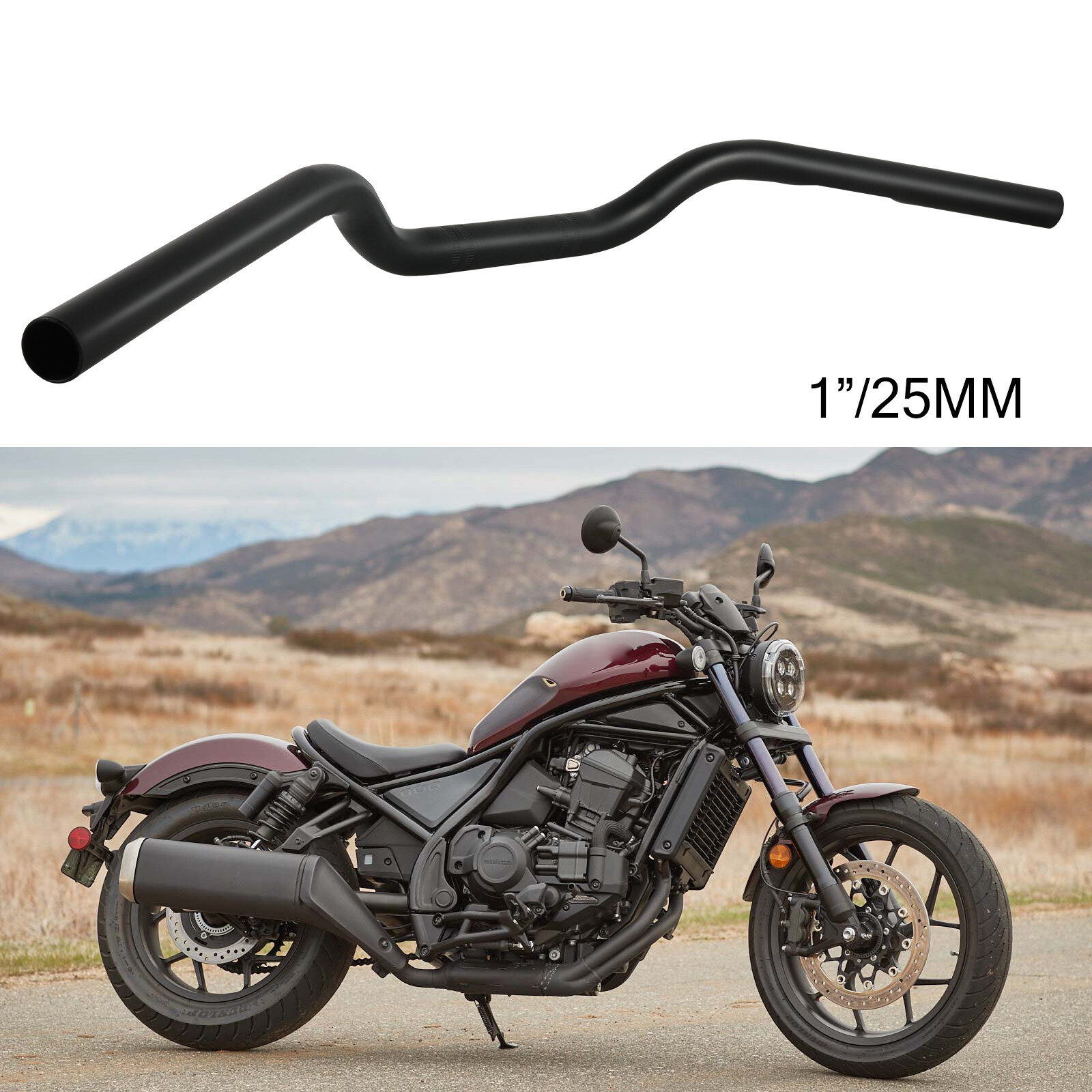 1″ 25mm High Drag Handlebar Matte Black For Honda Rebel 1100 250 300 450 500