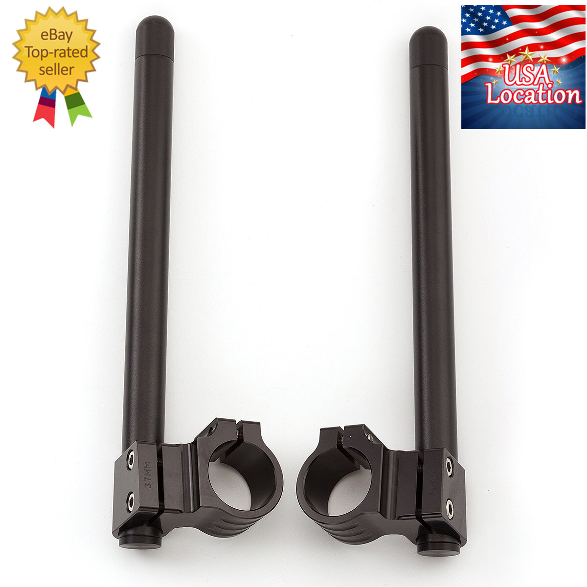 For Kawasaki Ninja 250R 300R 37mm Riser 1″ Clip Ons Fork Handlebar CNC Tube Ends