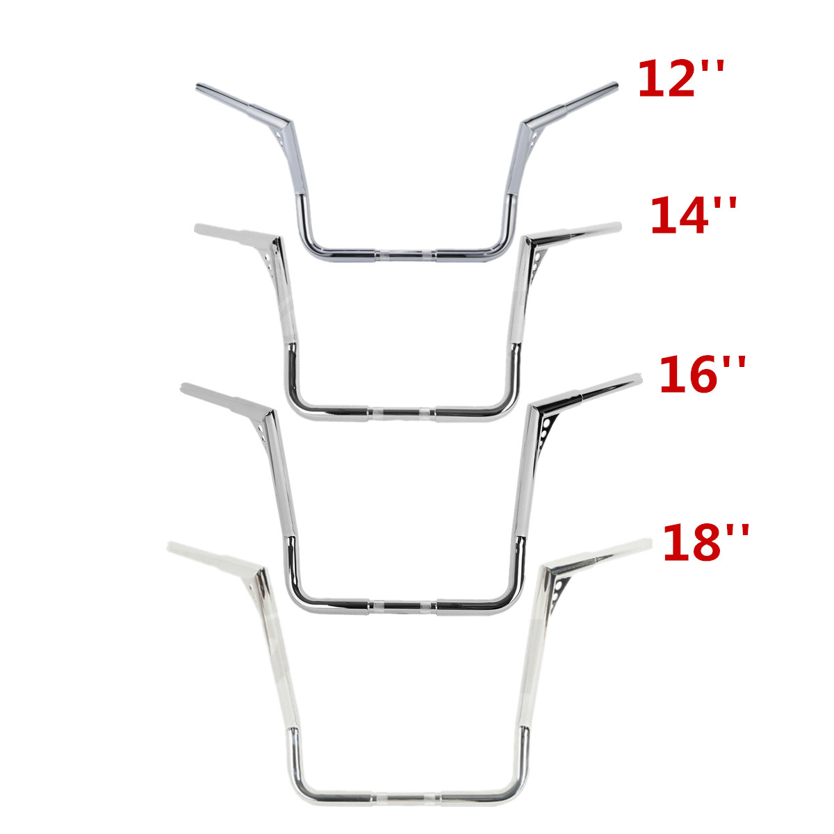 12 14 16″ 18″ Rise Ape Hanger HandleBar For Harley Touring Electra Street Glide