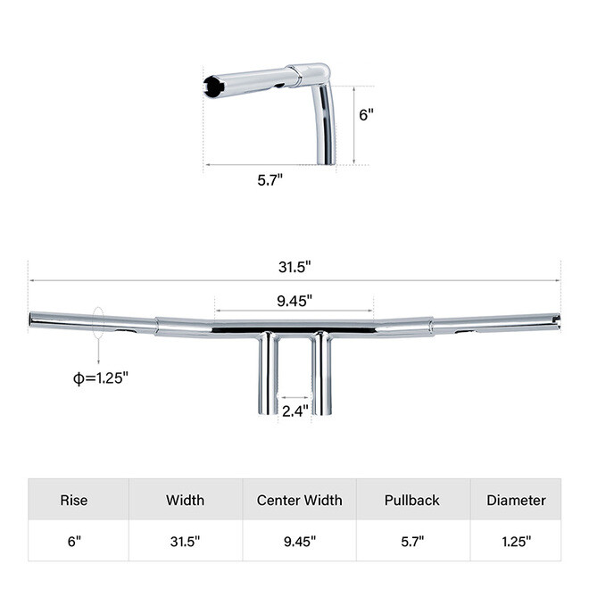 6/8/10/12/14″ Rise 1-1/4″T-Bar Handlebars Fits For Harley Softail Chopper Custom