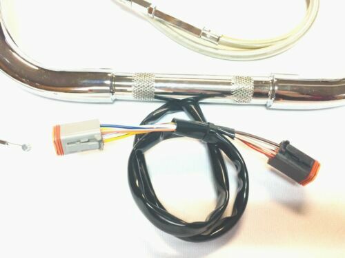 16 x 1.25 Plug n Play Ape Hanger Chrome Handlebar Kit 96-01 Harley Road King