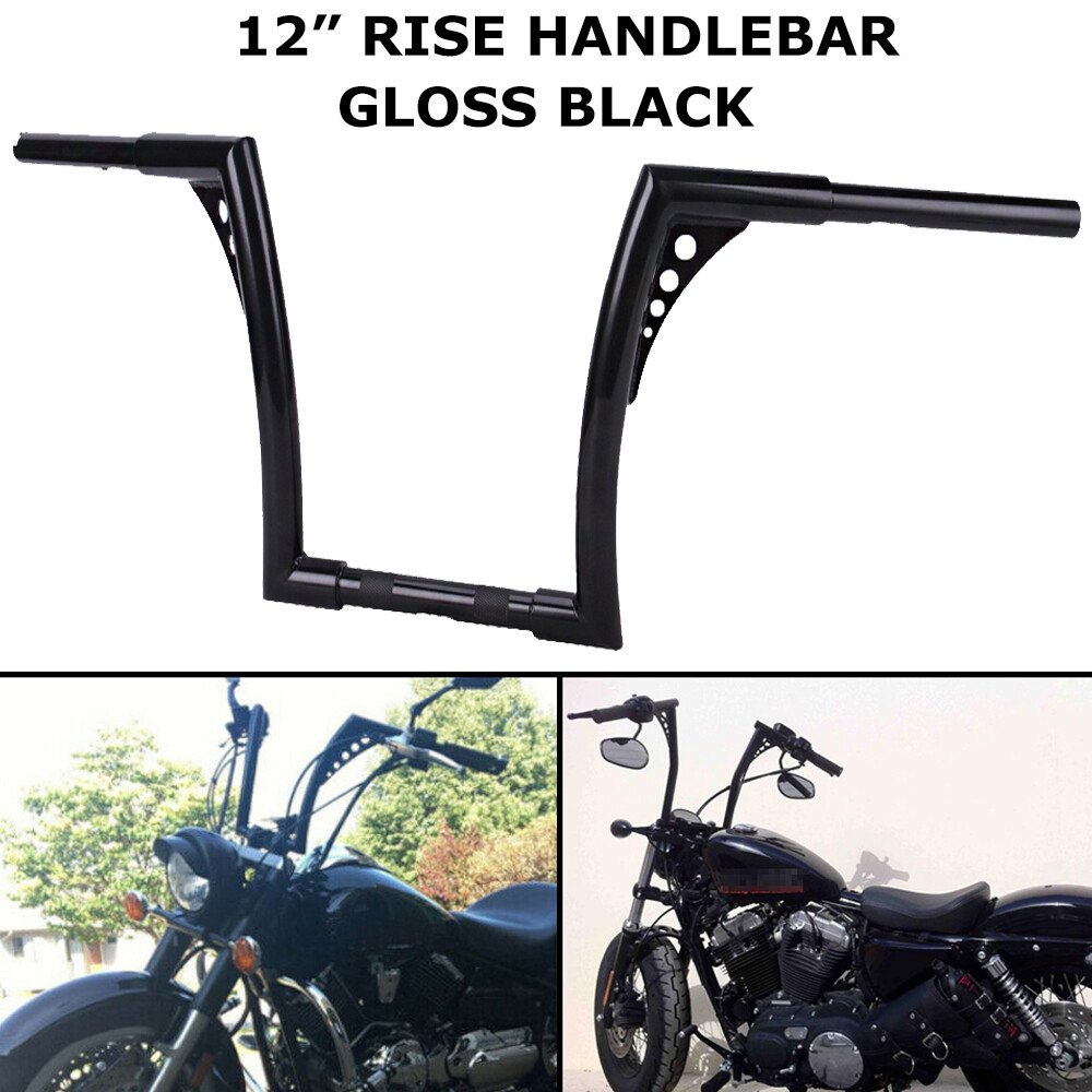 12″ Inch Handlebar Rise Ape Hangers For Harley Sportster 883 1200 FLST FXST Dyna