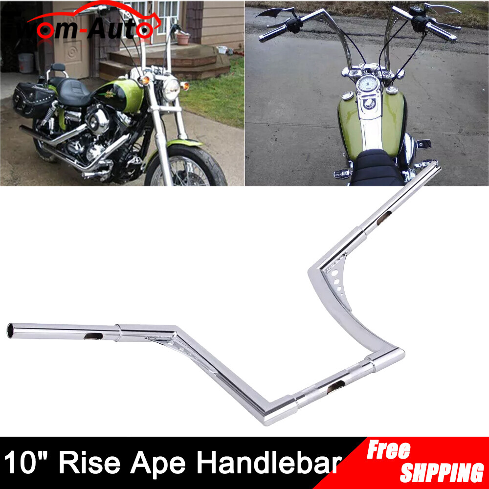 10″ Inch Rise Ape Hanger HandleBars 1-1/4″ Fat For Harley Touring Electra Glide