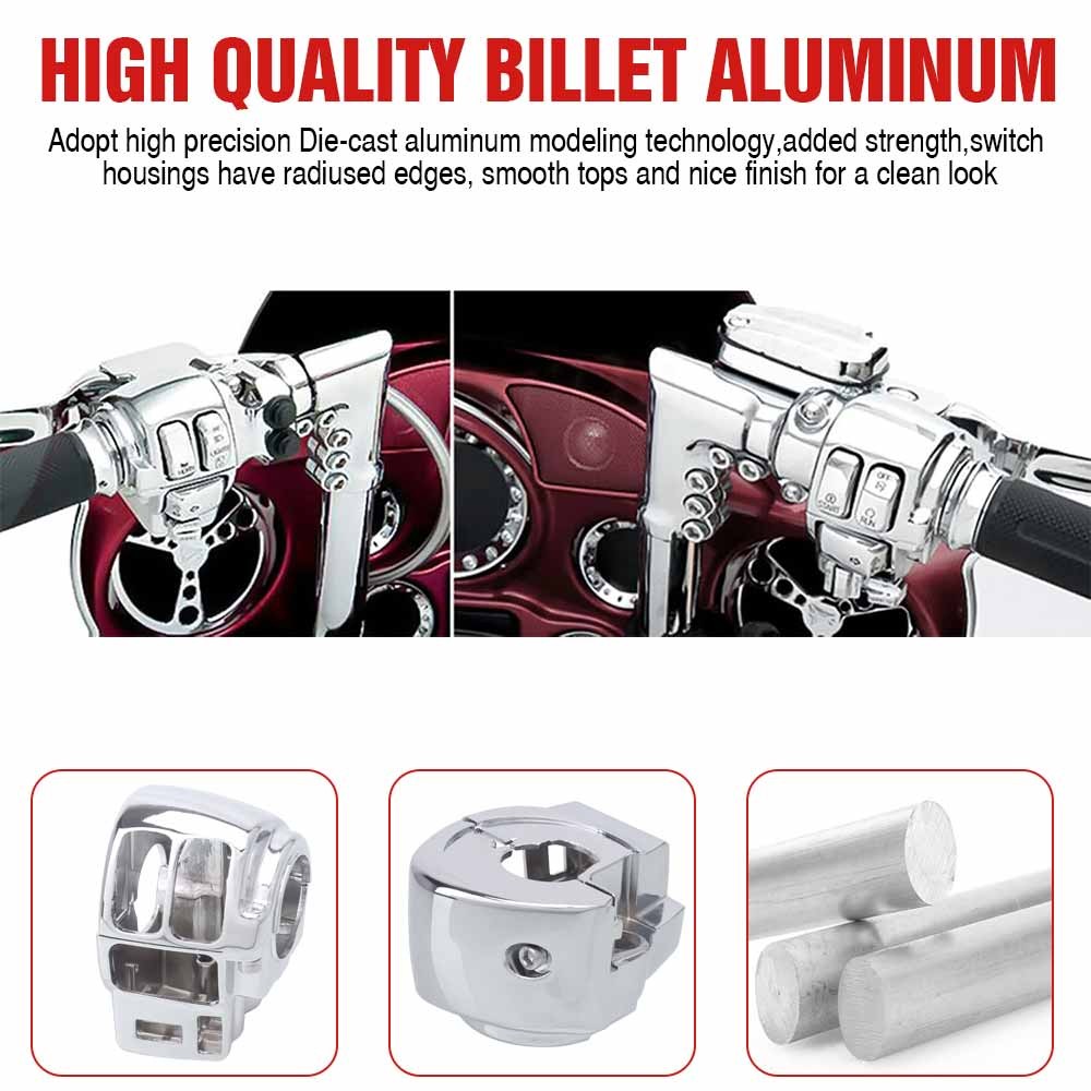 Handlebar Hand Control Switch Housing Cover kit For Harley Touring 96–13 Chrome