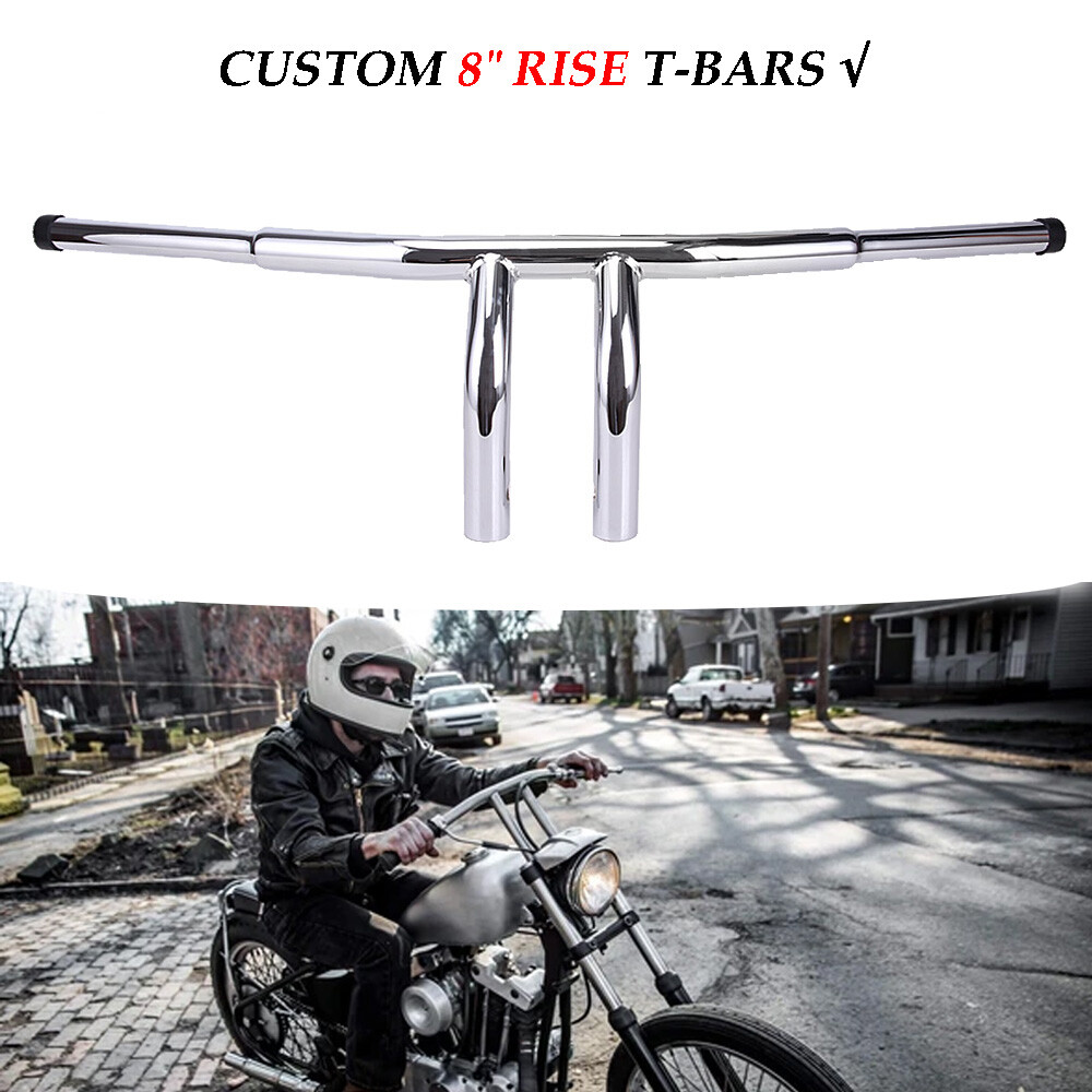 8″ Rise Drag T Bar 1.25″ Fat Handlebar For Harley Street Glide Softail Fatboy
