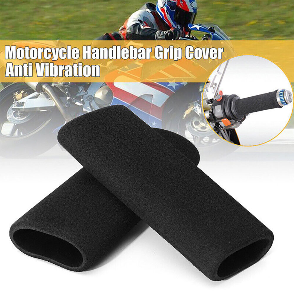2Pcs Motorbike Handlebar Slip-on Foam Covers Anti Vibration For Motorcycle Grip