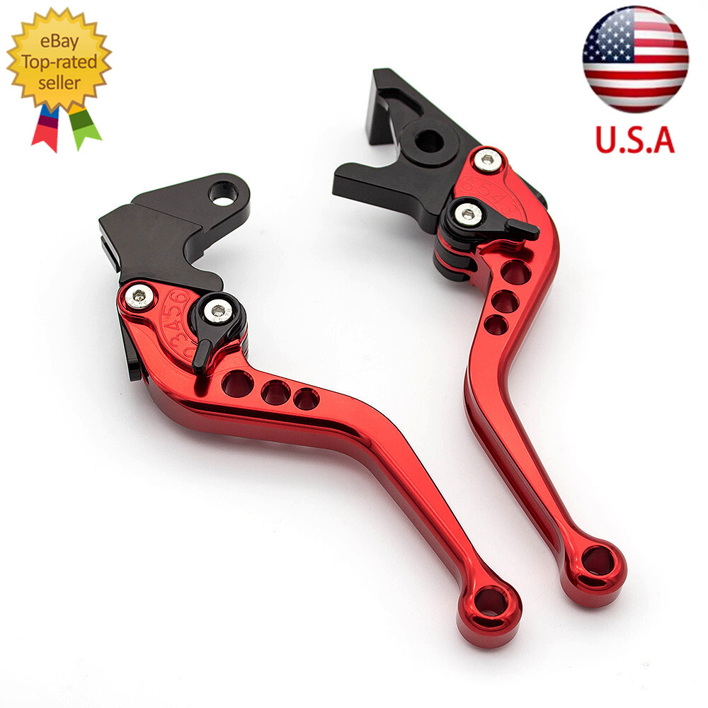 For Yamaha Kawasaki Honda Benelli Red CNC Brake Clutch Levers Adjustable Short