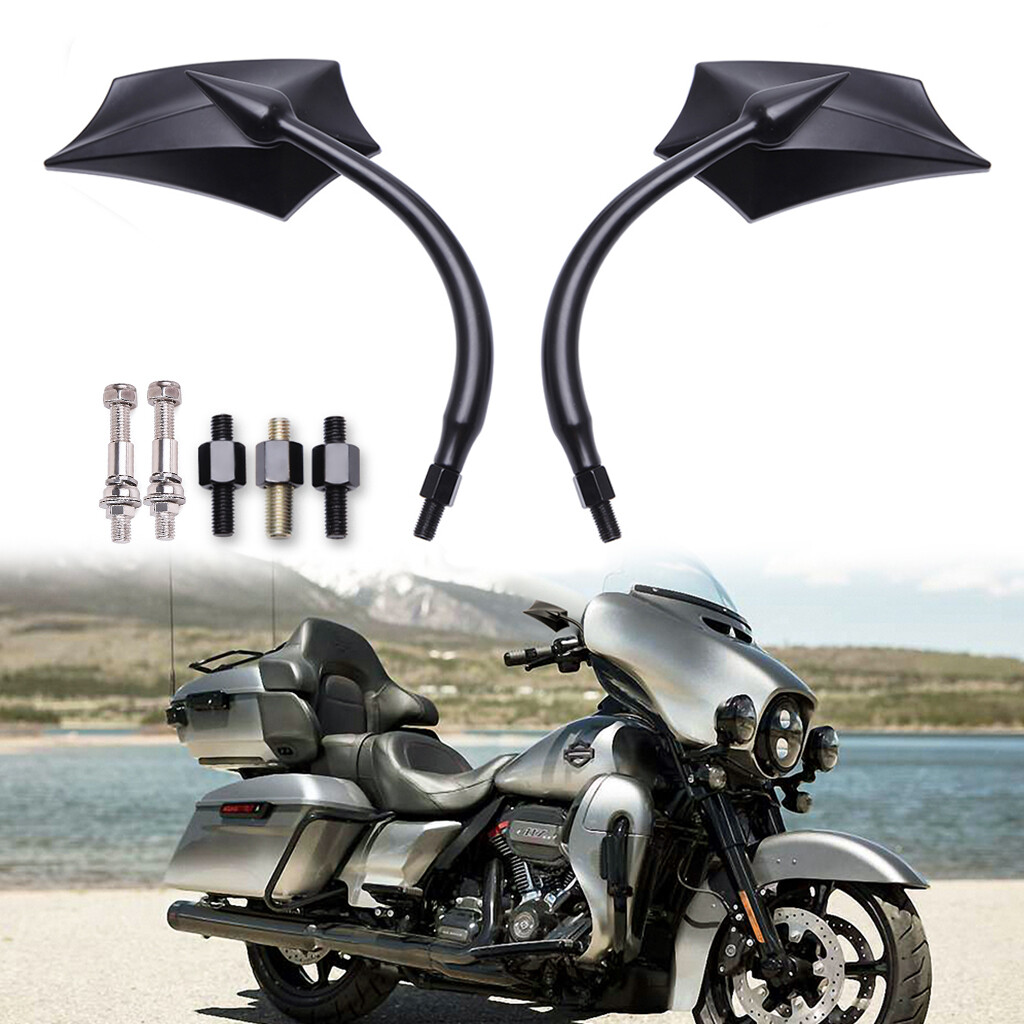 Black Motorcycle Mirrors For Harley Touring Street Glide Road King Softail XL883