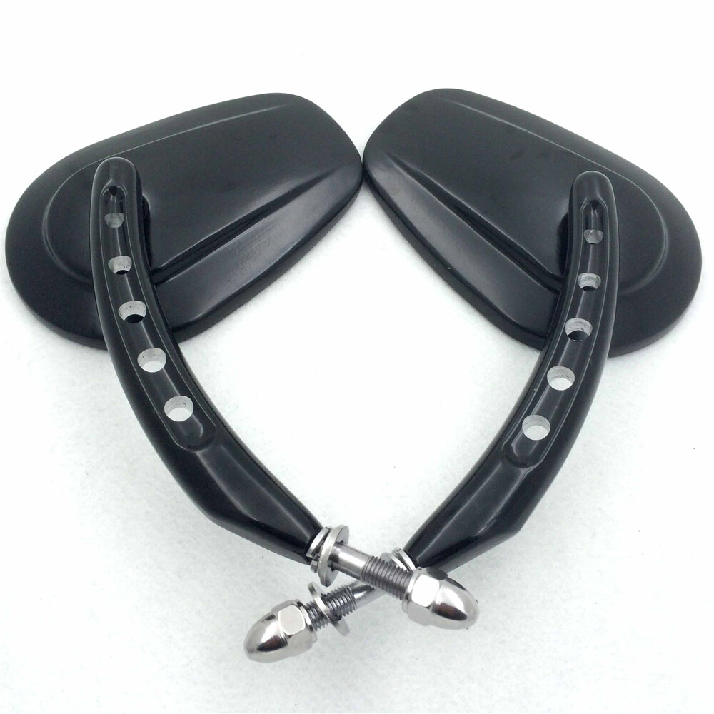 Black Big Side Mirrors 8mm For Harley Dyna Super Glide Convertible FXDS CONV Bla