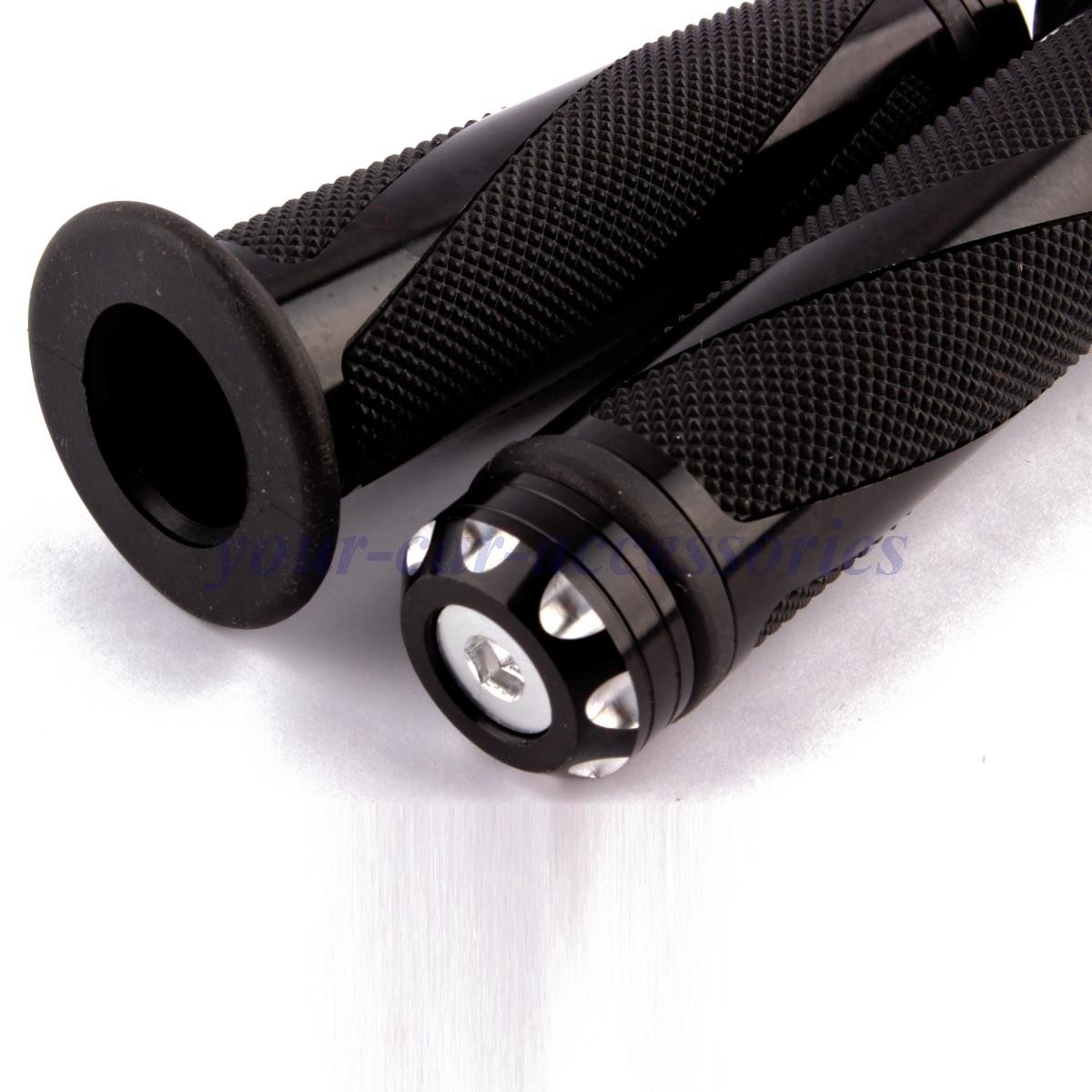 BLACK WHIRL ALUMINUM RUBBER 7/8″ HAND GRIPS FOR Kawasaki Ninja 250R 300 500R GPz