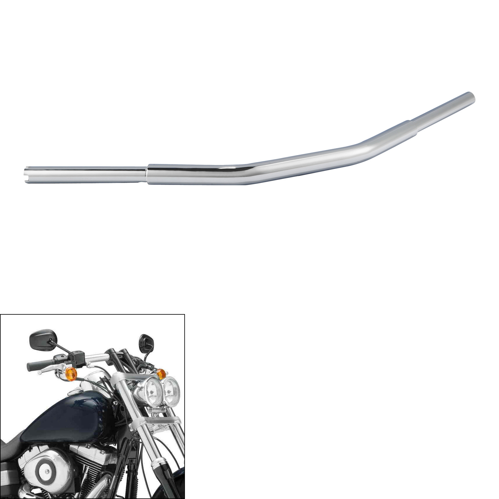 Chrome 5″ Rise 1.25″ Zero Bar Handlebar Fit For Harley Softail Dyna TBW