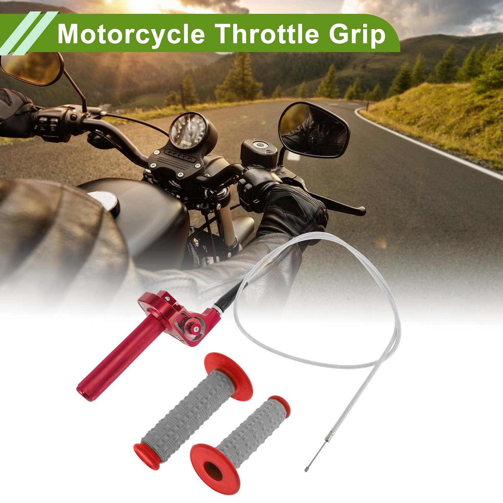 22mm Throttle Grip Plastic Aluminum Alloy Motorcycle Throttle Grip Black Red