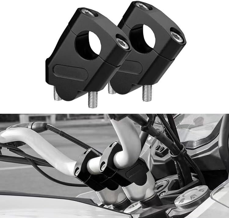 Universal 7/8″ 22mm Handlebar Risers Clamp 38mm Rise 18mm Offset Black 2PCS