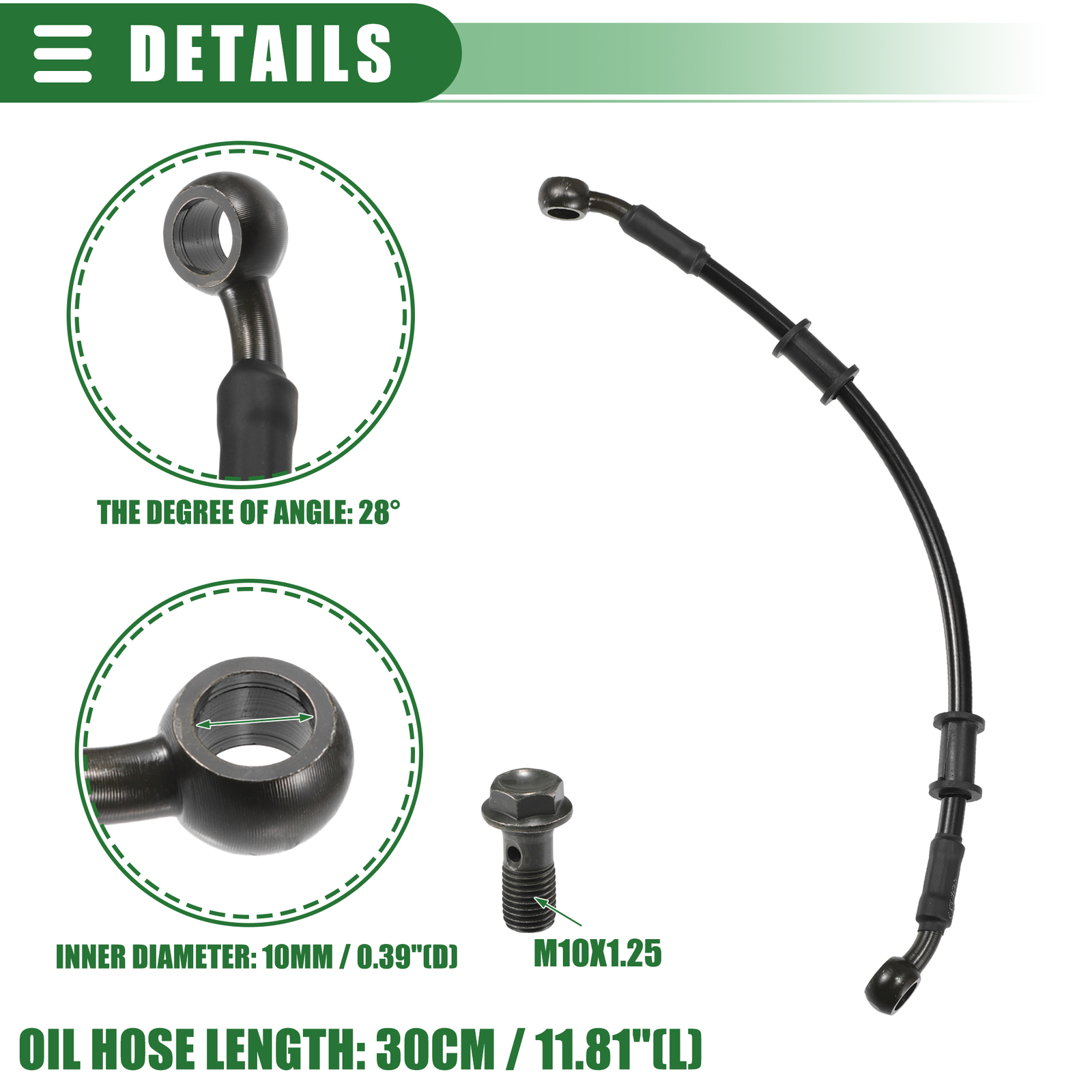 Single 30cm Brake Hose Universal