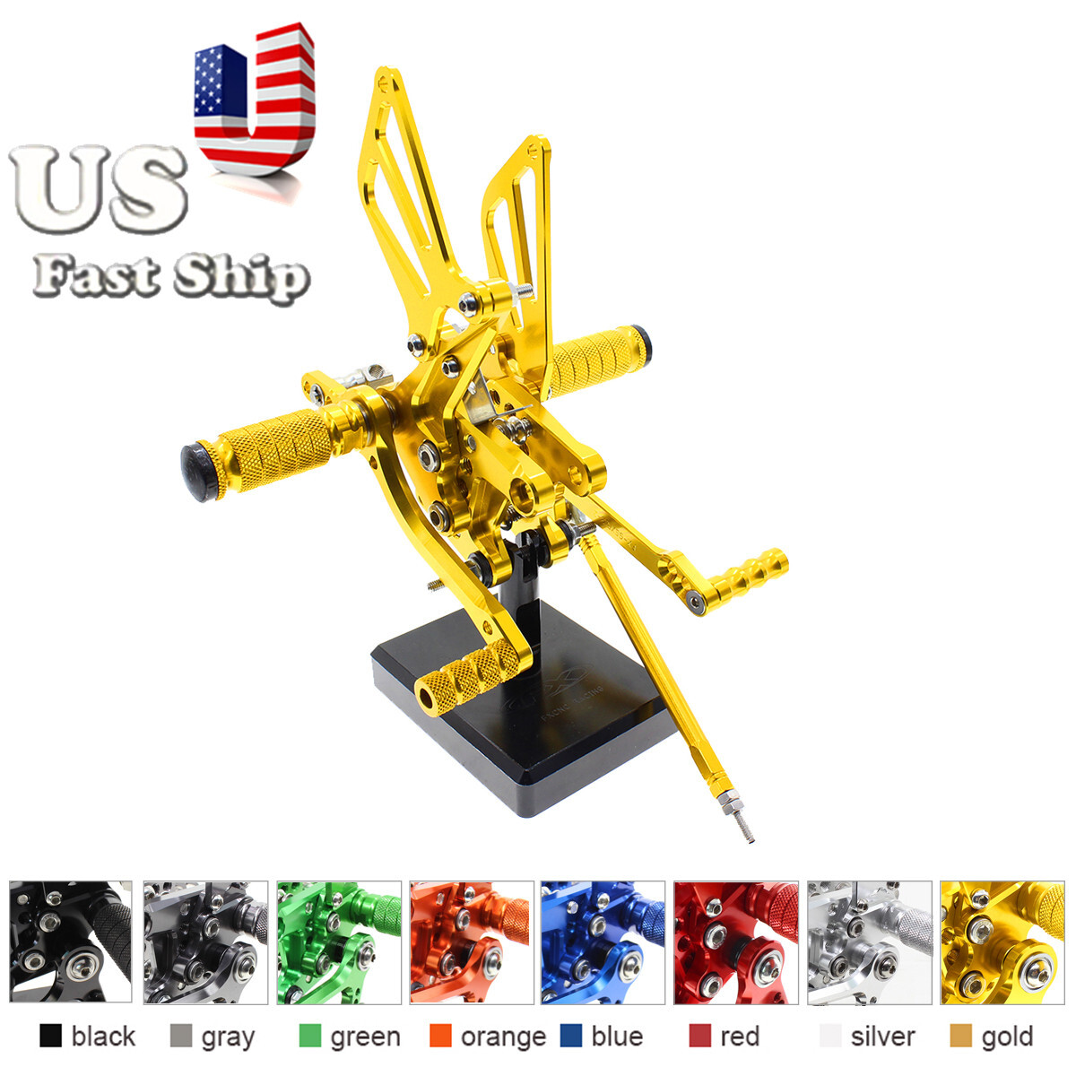 USA CNC Billet Aluminum Foot Rest Rearset Fit SUZUKI GSXR600 2000 2002-2005 Gold