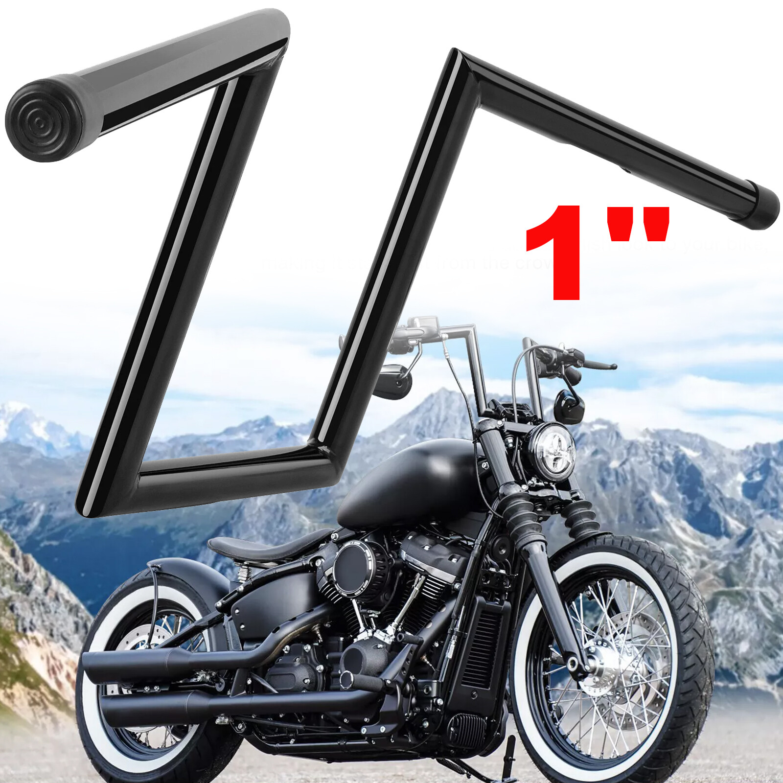 Black Z-Bars 1″ Handlebars For Harley Sportster XL883 1200 Custom Softail Dyna