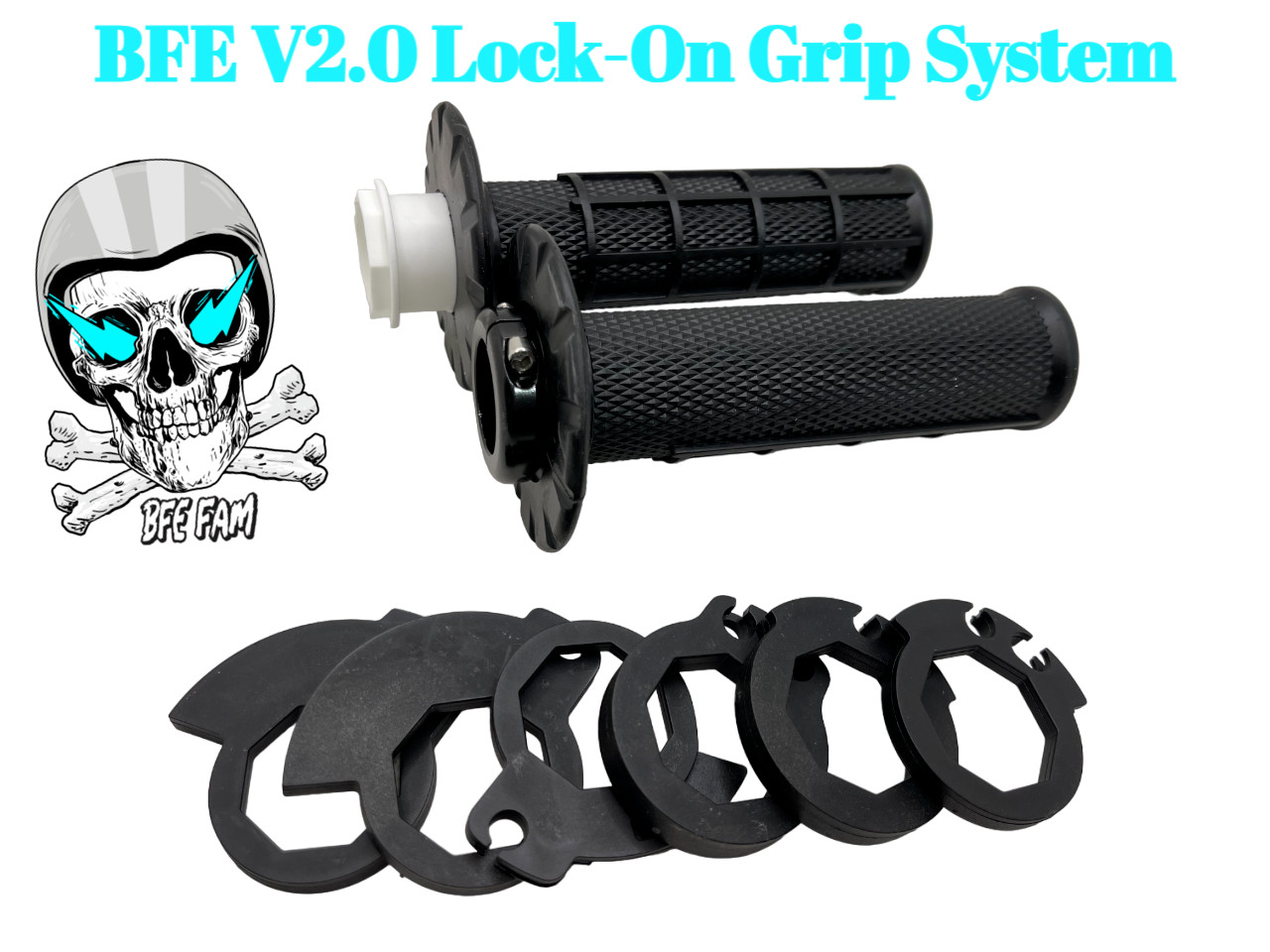 BFE V2.0 7/8″ Lock-On MX Dual Sport Motorcycle Handlebar Grips BLACK Grip System