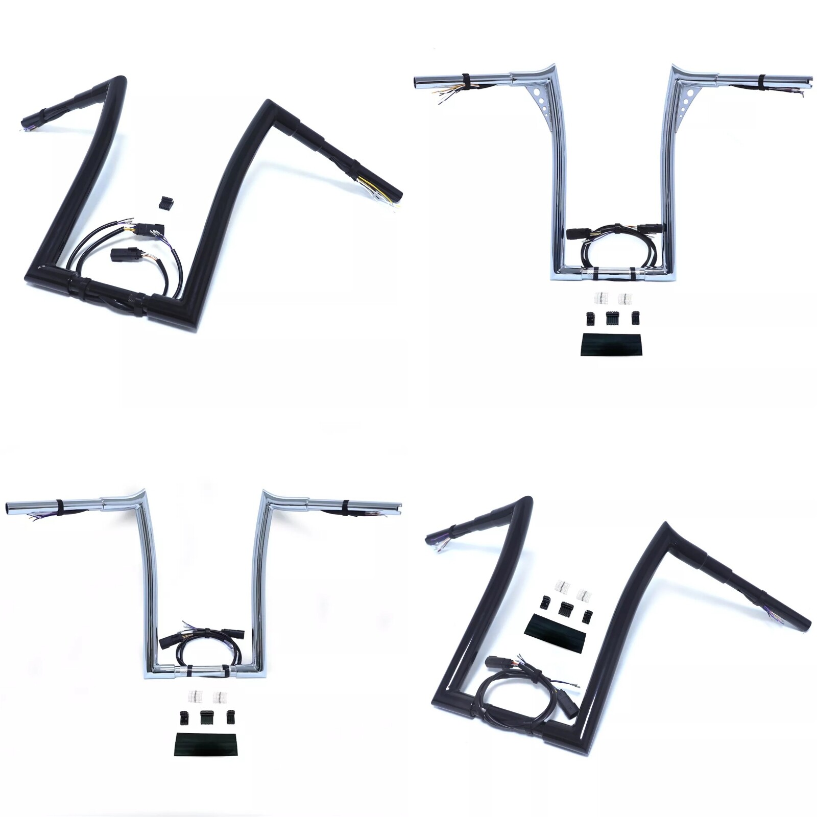 12″14″16″ Pre-wired 1.25/1.5 Handlebar Ape Hanger Meat-hook Road King FLHR 08-13