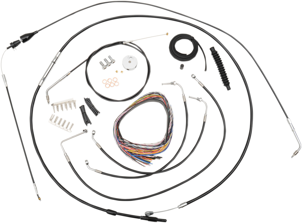 La Choppers Black Vinyl Braided Handlebar Cable Brake Line Kit 18-20in FLH