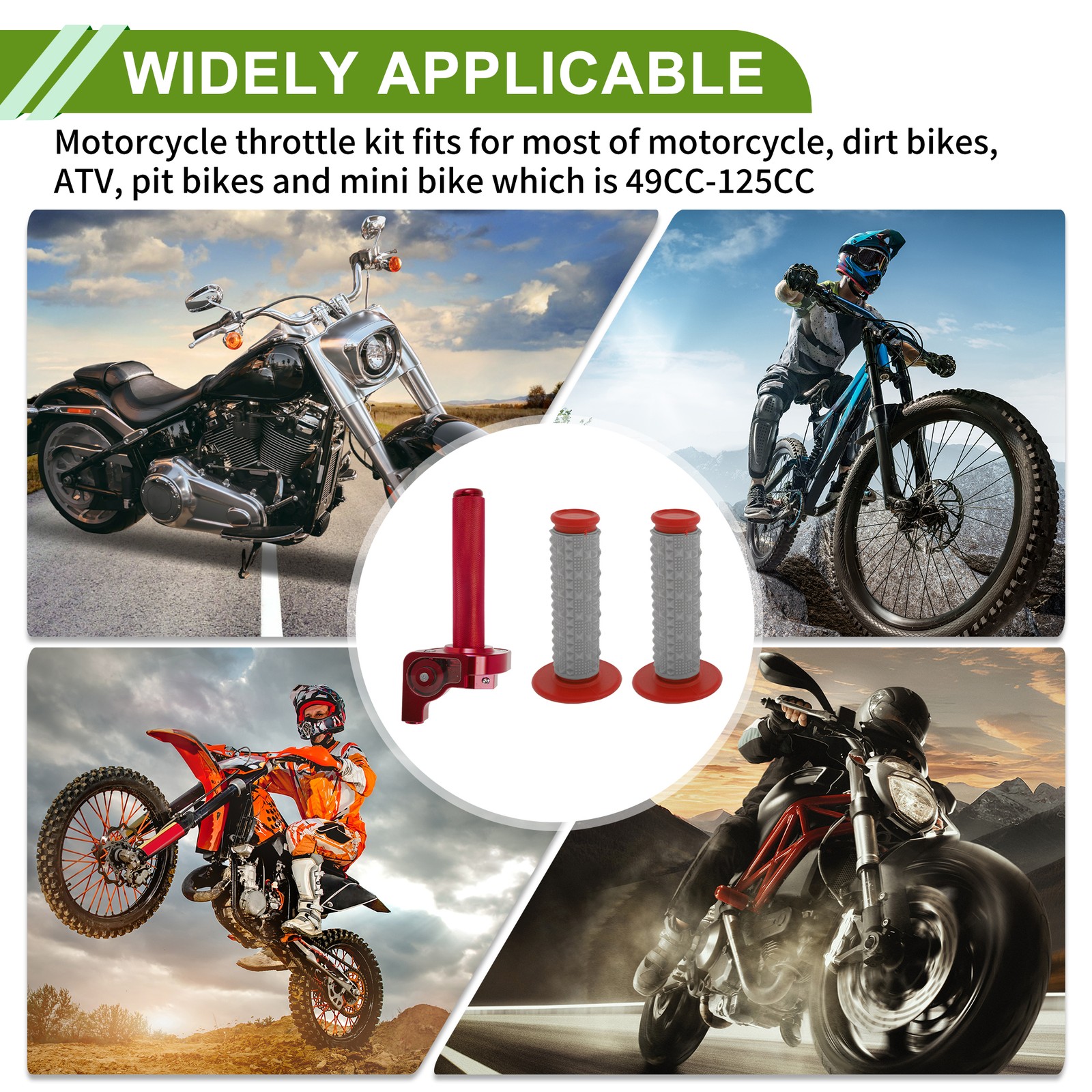 22mm Throttle Grip Plastic Aluminum Alloy Motorcycle Throttle Grip Black Red