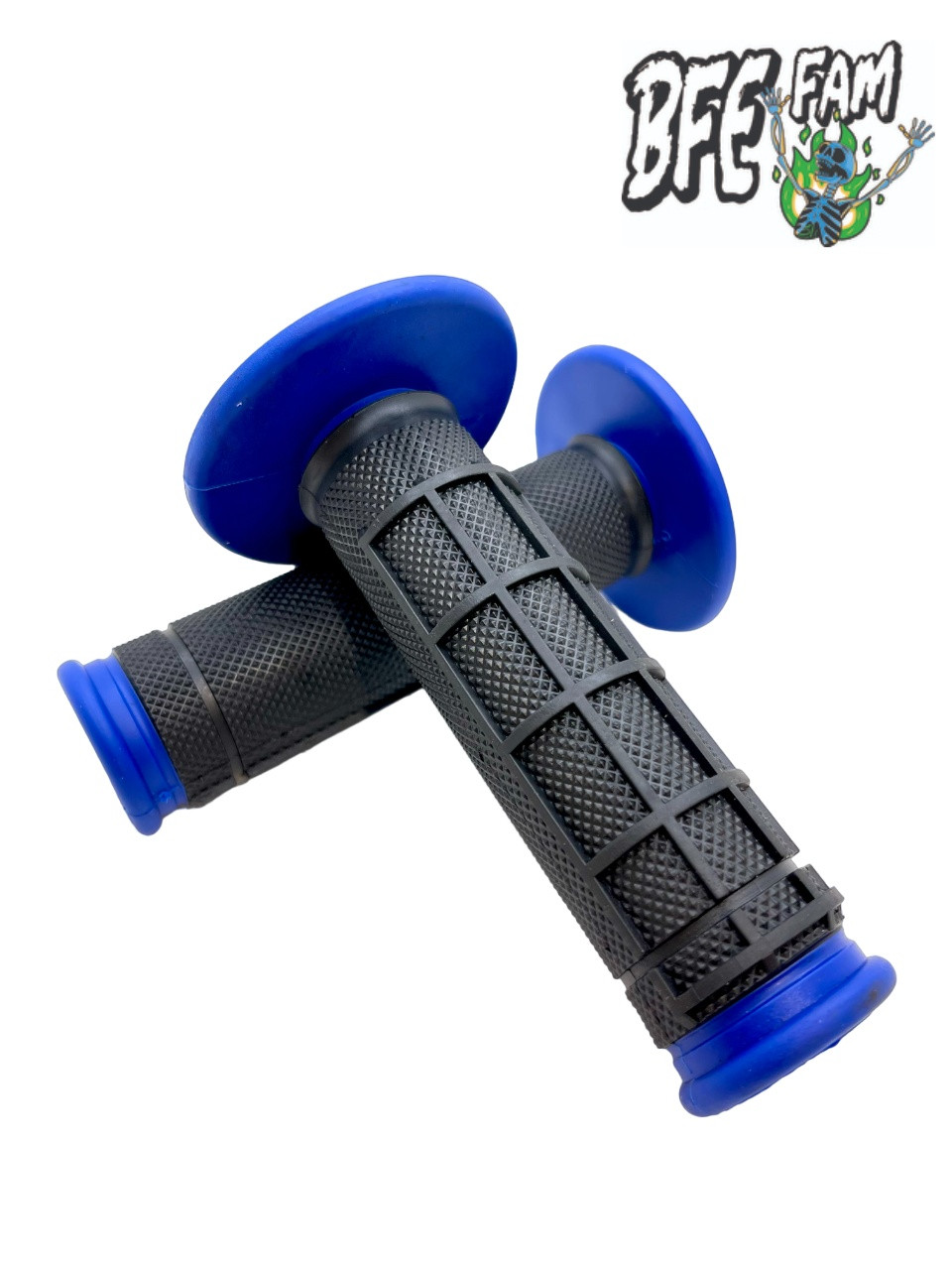 BFE MX Grips Half Waffle Medium Compound Blue Motorcycle Dirt Bike Dual Sport