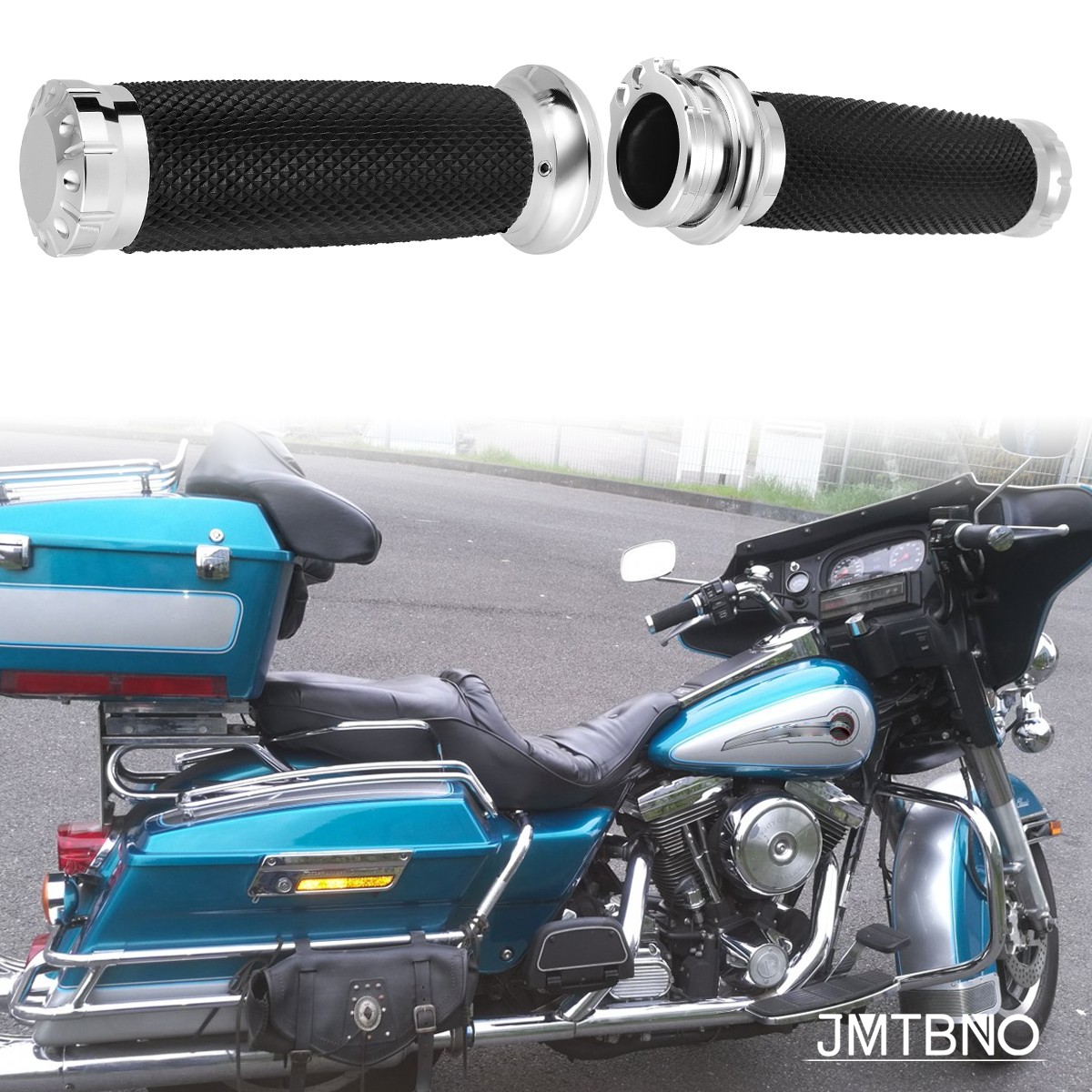 2pcs Chrome Motorcycle 1″ Handlebar Hand Grips For Harley Touring Electra Glide