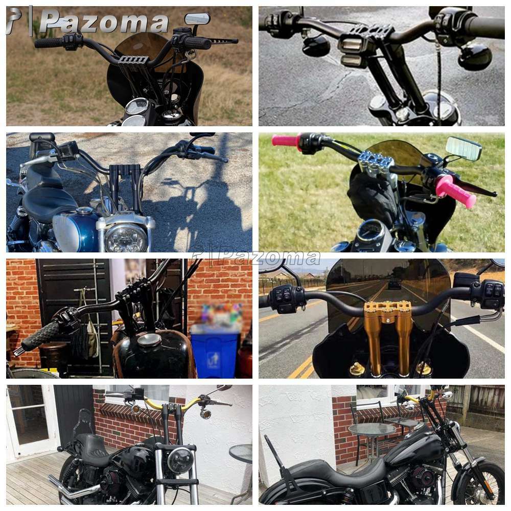 6″ 8″ 10″ 12″ Motorcycle Handlebar Rise Black for Harley Dyna 1″ Bar Club Style
