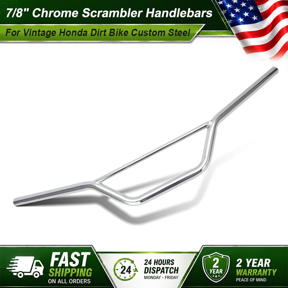7/8″ Chrome Scrambler Motorcycle Handlebars For Vintage Honda Dirt Bike Steel