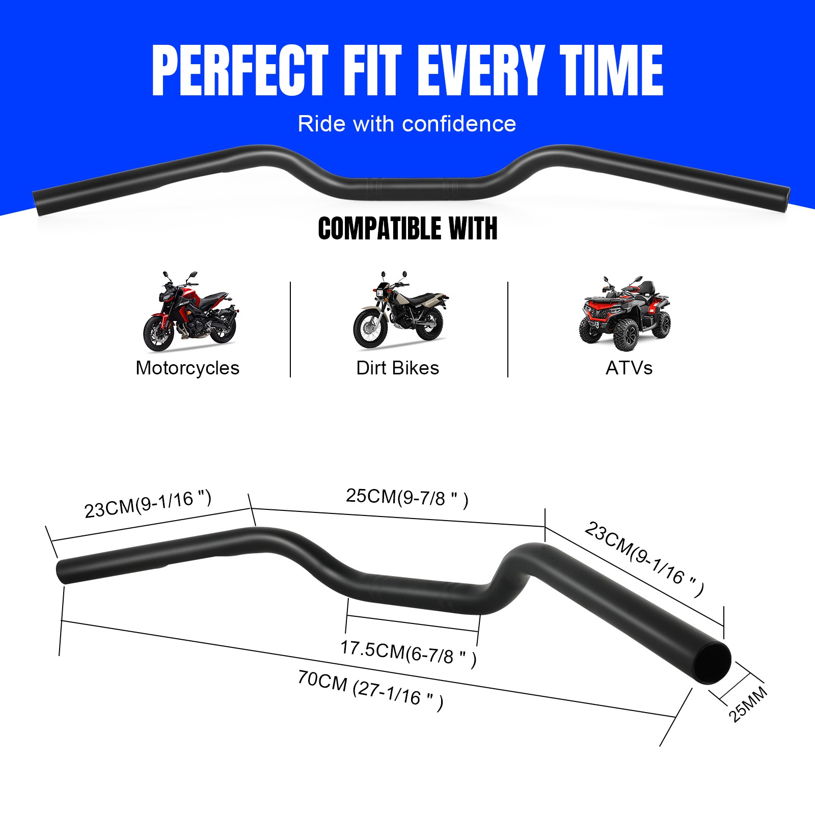 1″ 25mm Handlebars Drag Bars Matte Black US For Harley Davidson V-Rod V Rod