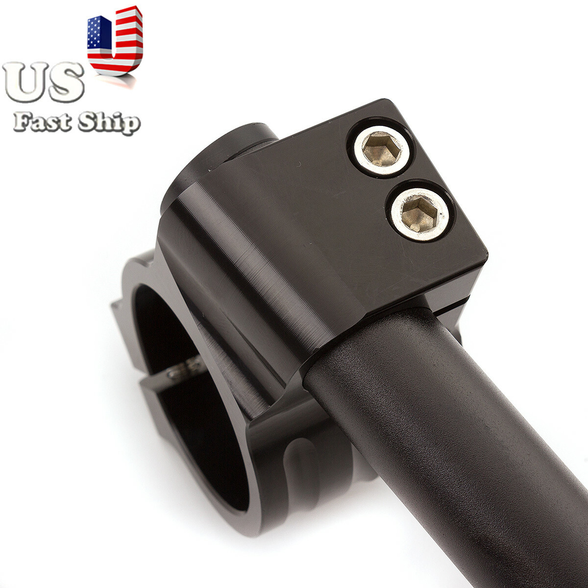 CNC Motorcycle 30-55mm Regular Rise CNC Clip Ons Handlebar Raised +1″ Bars Pair