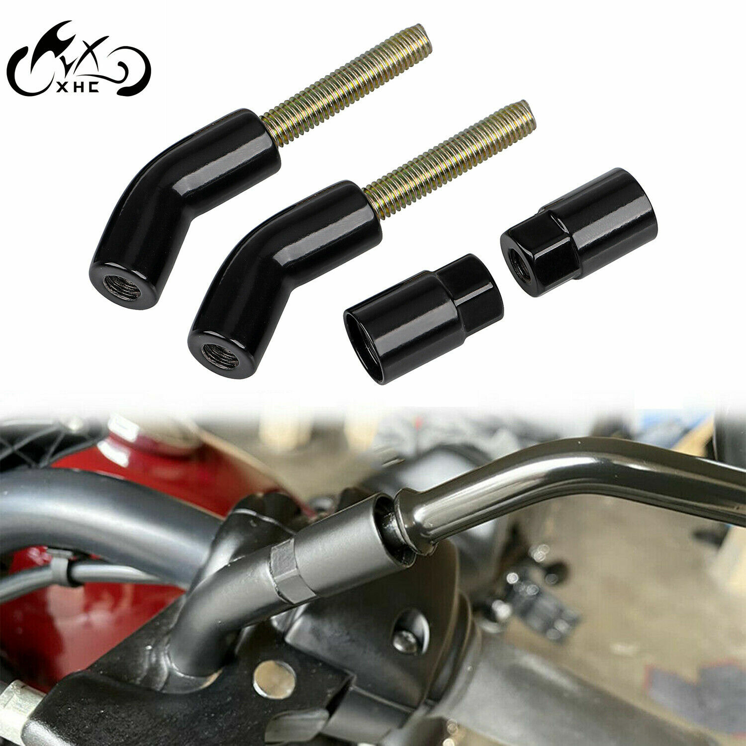 Mirror Stem Extenders Extension Kit For Harley Touring Dyna Super Glide Softail