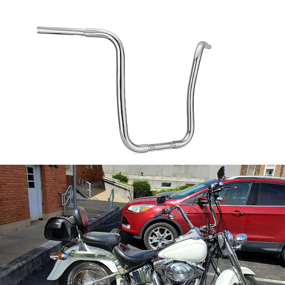 Chrome 16″ Rise 1.25″ Fat Gangster Ape Hanger Handlebars For Harley Road King