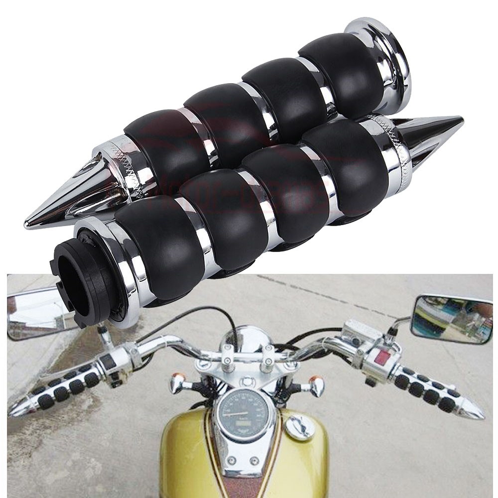 For Motorcycles w/ 22mm handlebars Chrome Skeleton Spike 22mm 7/8″ Hand Grips