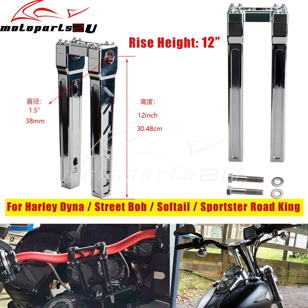 For Harley FLFB FLSL FXBB FXBR FXFB Tapered Fat Bar Straight Handlebar Riser 12″