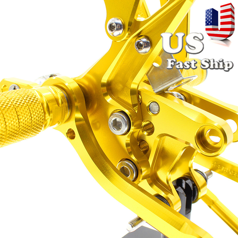 USA CNC Billet Aluminum Foot Rest Rearset Fit SUZUKI GSXR600 2000 2002-2005 Gold