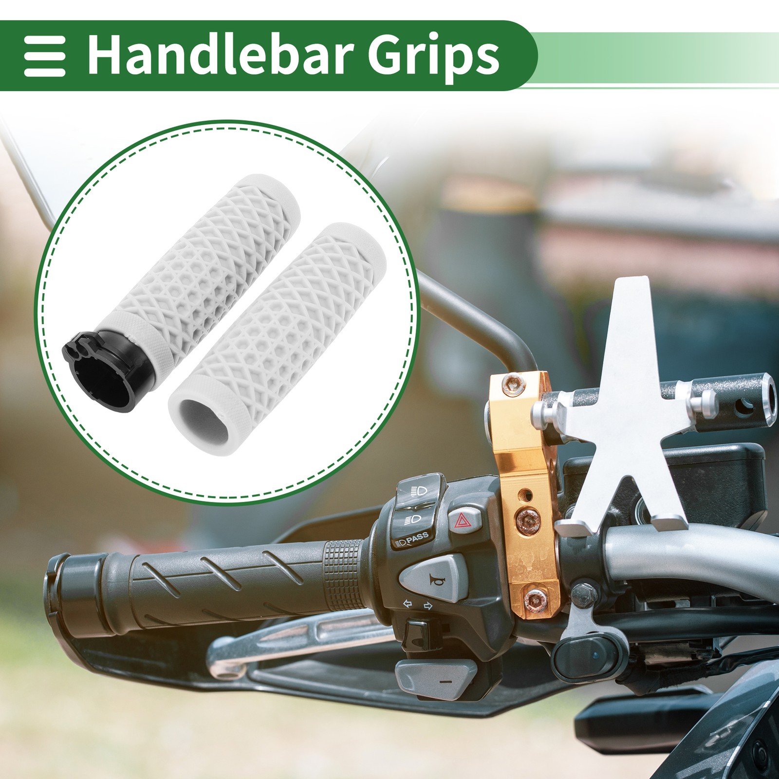 1″ 25mm Motorcycle Hand Grips Cover Kit Handlebar Cover TPU White