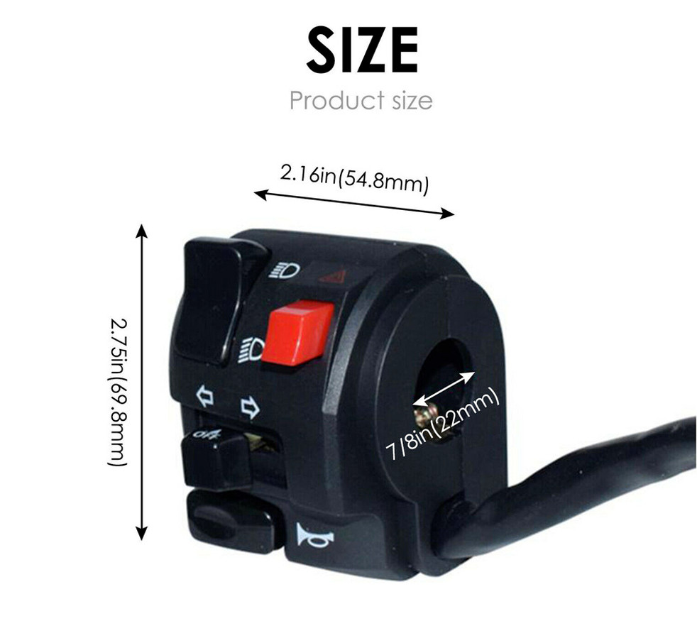Motorcycle 7/8″ left Handlebar Control Switch Turn Signal Start Stop Lamp Switch