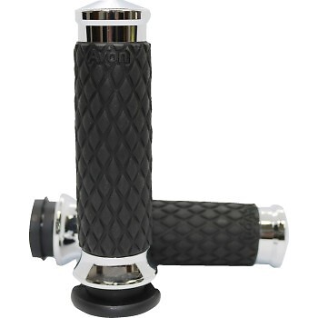 AVON DIA-60-CH-FLY Chrome Diamond Contour Hand Grips for Harley Electronic TBW