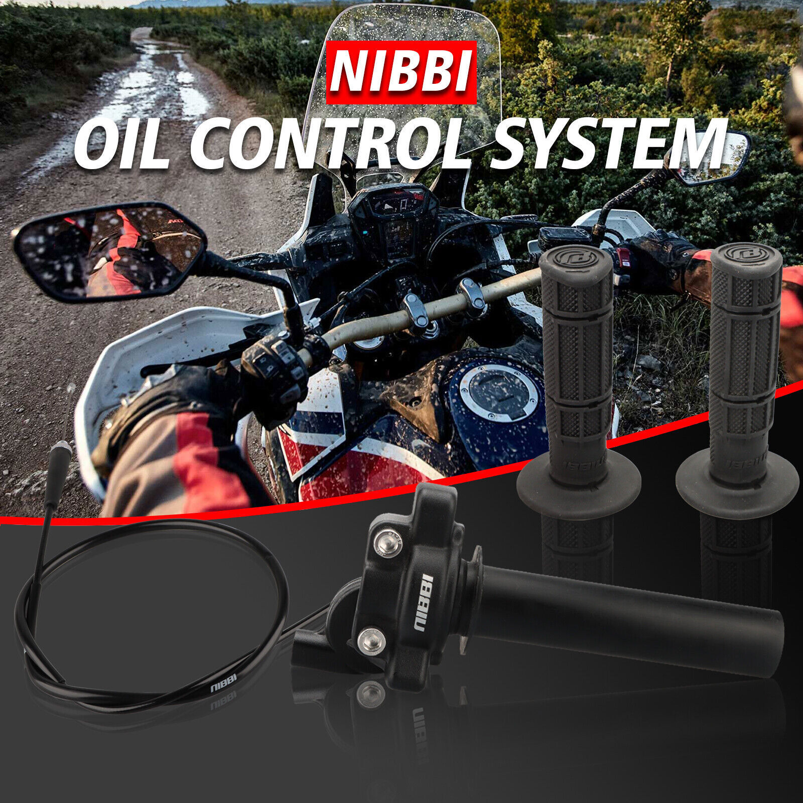 NIBBI Throttle Cable 43″ Twist Grip 7/8″ Clamp 50cc – 250cc Dirt Pit Bike ATV