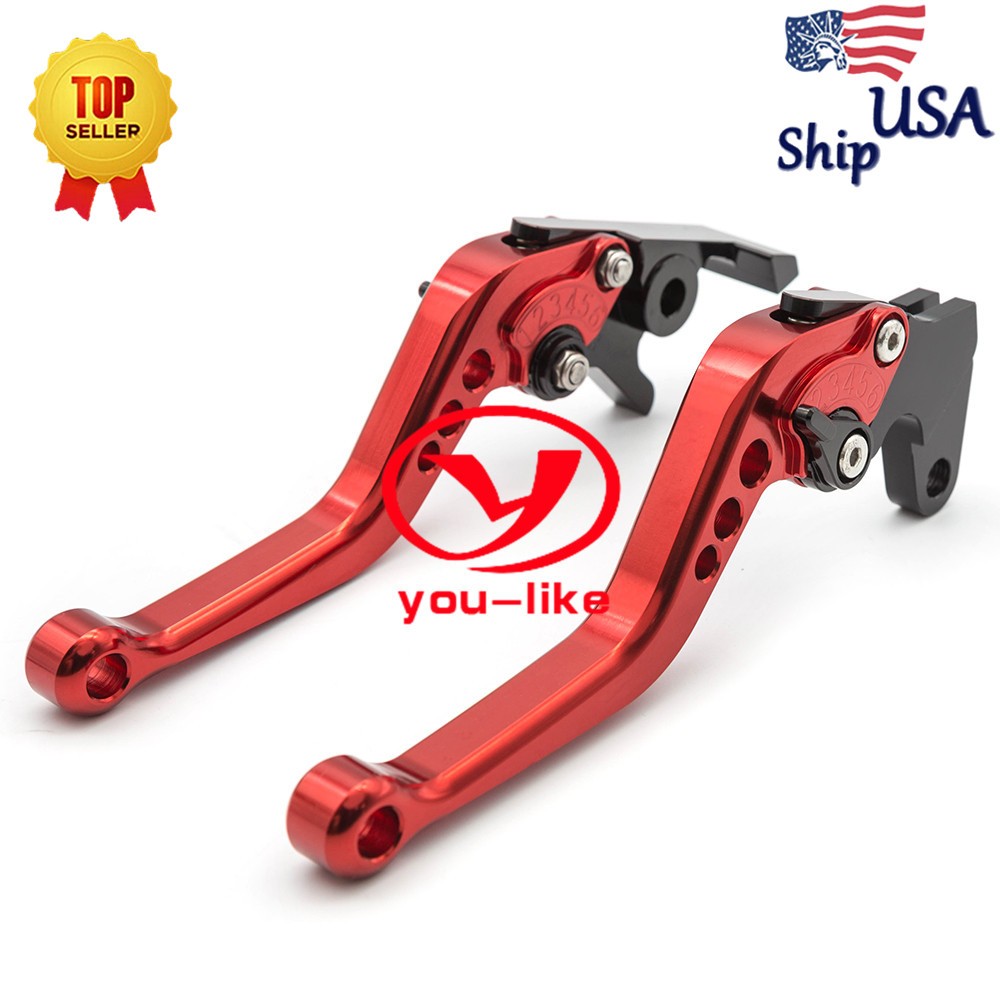 CNC Short Clutch Brake Lever Set For Honda VTX1300 2003 04-2008 CBF600S 2005 Red