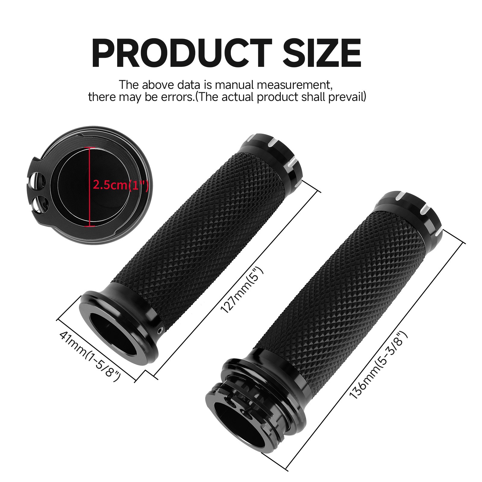 Black Motorcycle 1″ Handlebar Hand Grips w/ Switches Control Housing For Harley