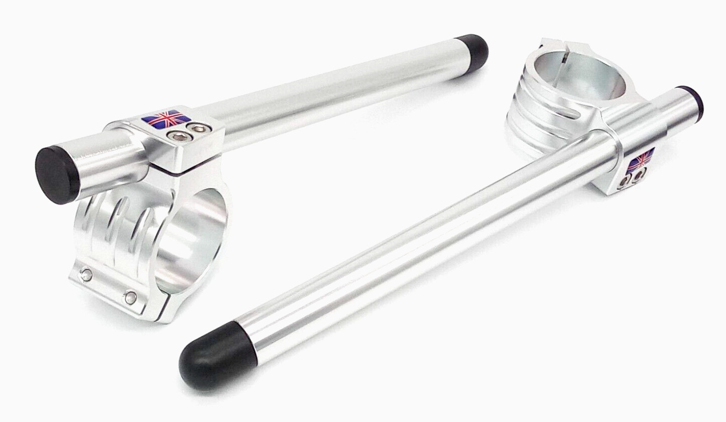 36mm Clip Ons Handlebars Fork Tube Motorcycle SILVER/(ALLOY) – UK SELLER