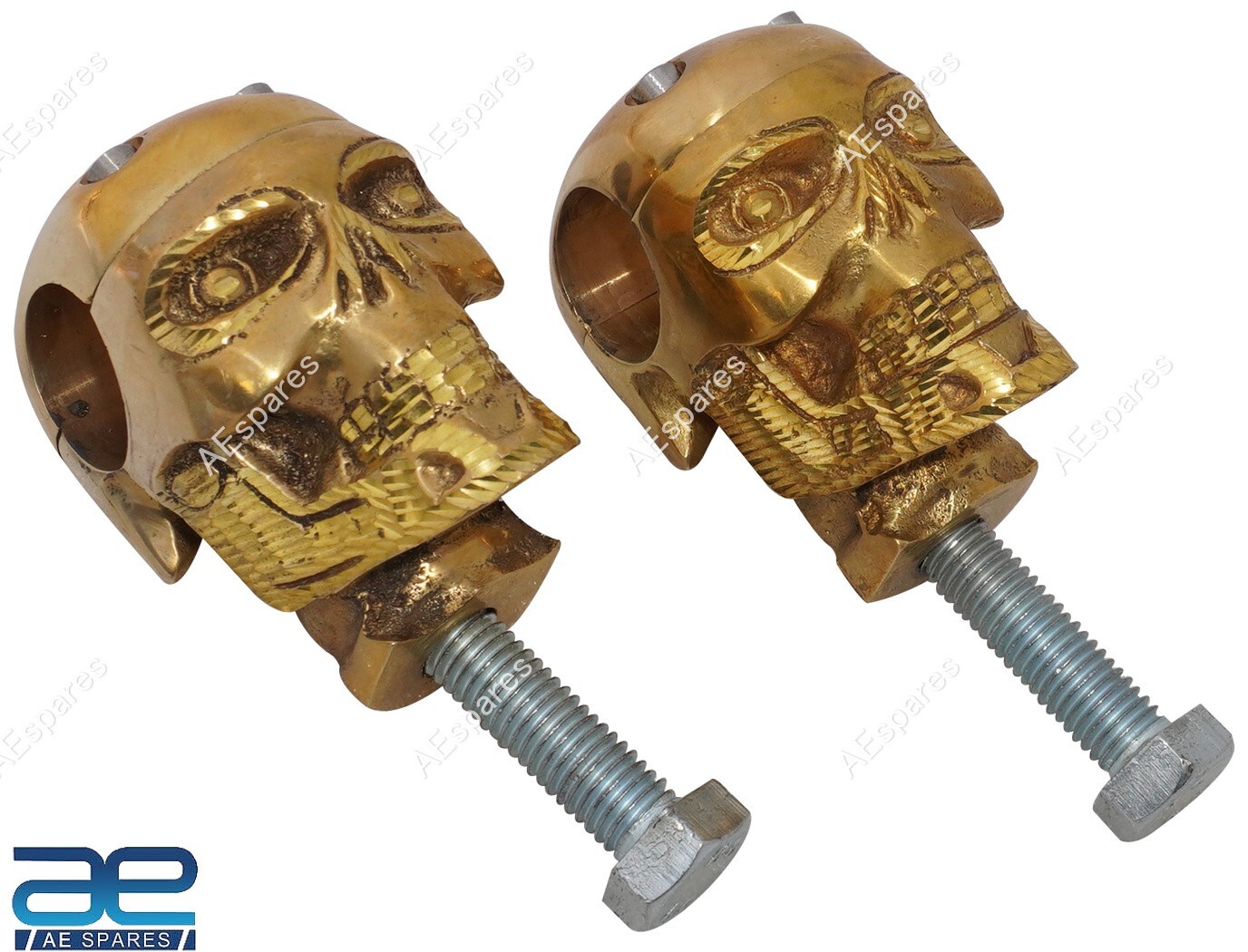 Skull Custom Brass Old School 1″ Handlebar Risers for Harley Bobber Chopper S2u