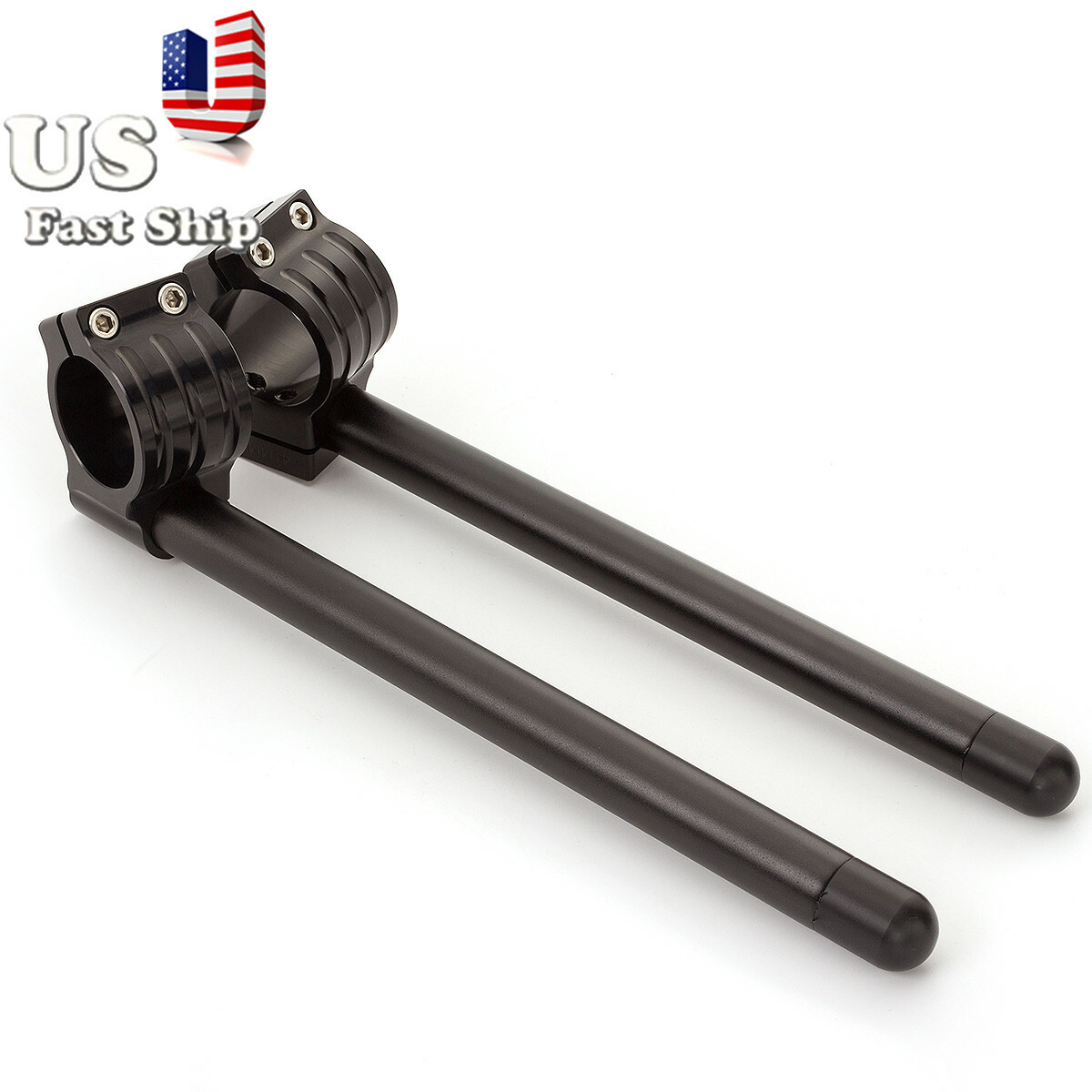CNC Motorcycle 30-55mm Regular Rise CNC Clip Ons Handlebar Raised +1″ Bars Pair