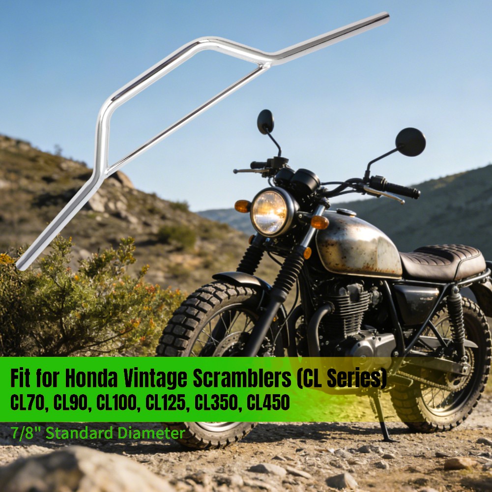 7/8″ Chrome Scrambler Motorcycle Handlebars For Vintage Honda Dirt Bike Steel