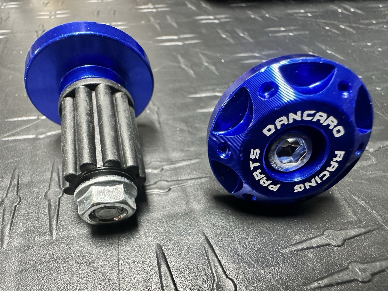 7/8” Scooter Motorcycle CNC Handlebar Grips End Cap Plugs Blue Zuma Tank 200