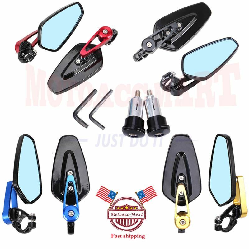 2x CNC Rear View Side Mirror Universal for Motorcycle 7/8″ 22mm Handlebar End US