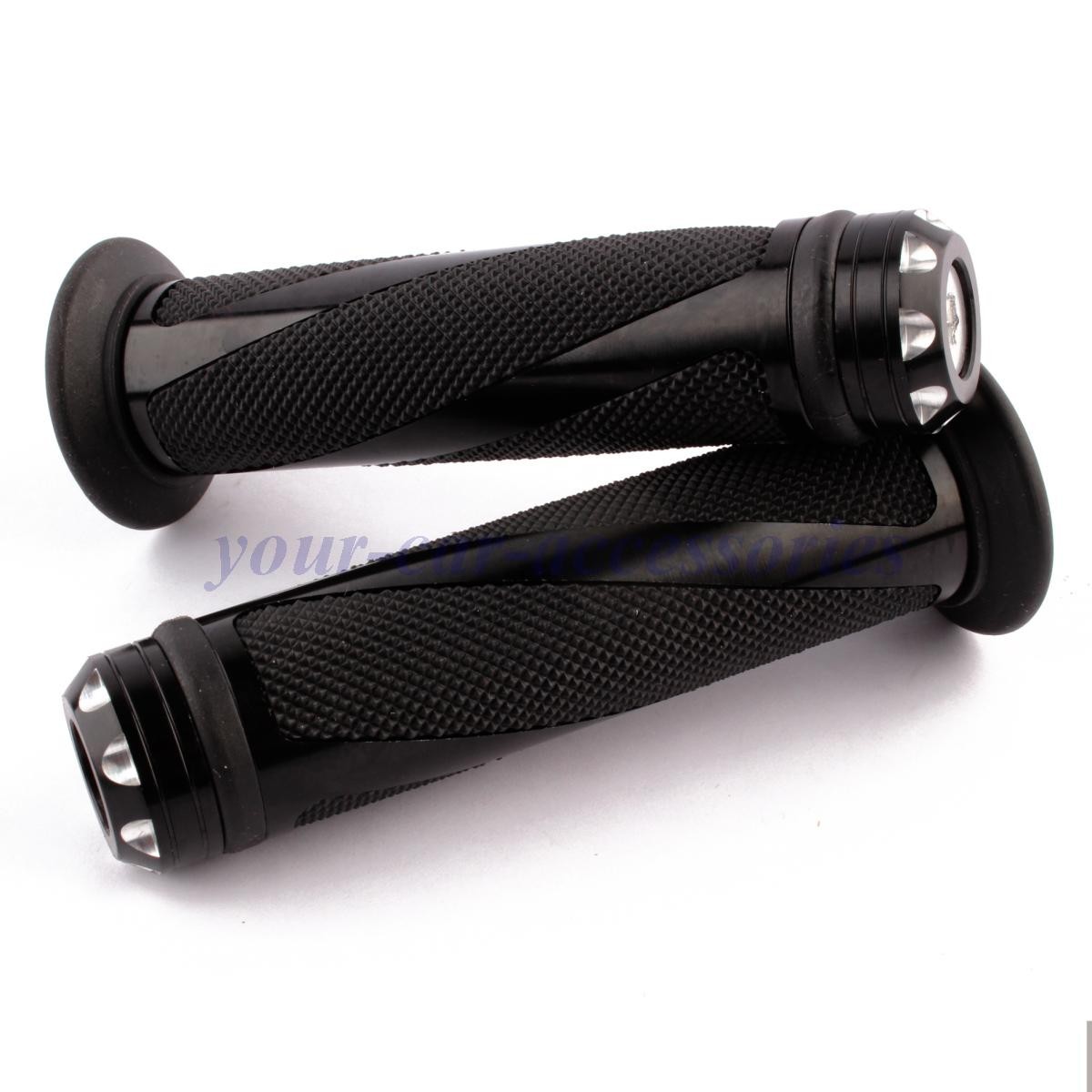 BLACK WHIRL ALUMINUM RUBBER 7/8″ HAND GRIPS FOR Kawasaki Ninja 250R 300 500R GPz